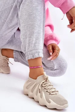 Online Boto Damskie Wsuwane Sneakersy Beżowe Myles
