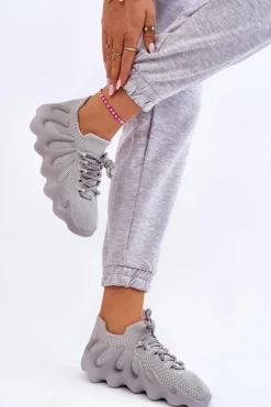 Boto Sneakersy Damskie*Damskie Wsuwane Sneakersy Szare Myles
