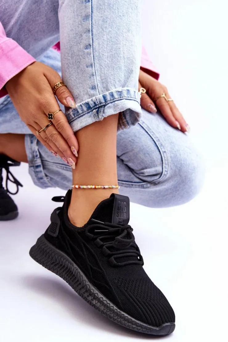 Big Star Shoes Buty Sportowe Na Platformie|Buty Sportowe Big Star*Damskie Wsuwane Sneakersy Big Star LL274711 Czarne