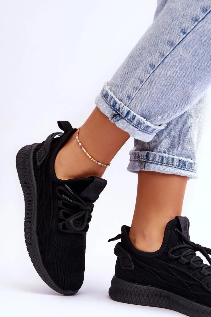 Big Star Shoes Buty Sportowe Na Platformie|Buty Sportowe Big Star*Damskie Wsuwane Sneakersy Big Star LL274711 Czarne