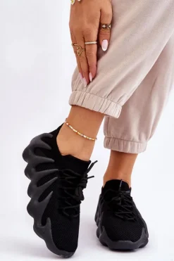 Online Boto Damskie Wsuwane Sneakersy Czarne Myles