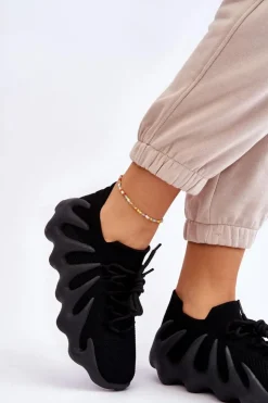 Online Boto Damskie Wsuwane Sneakersy Czarne Myles