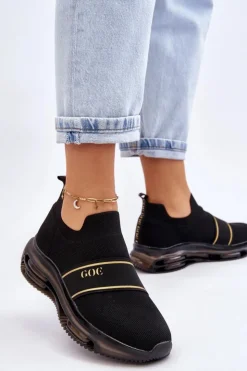 GOE Buty Sportowe Na Platformie|Sneakersy Damskie*Damskie Wsuwane Sportowe Buty LL2N4032 Czarne