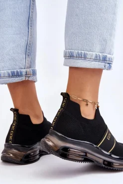 GOE Buty Sportowe Na Platformie|Sneakersy Damskie*Damskie Wsuwane Sportowe Buty LL2N4032 Czarne