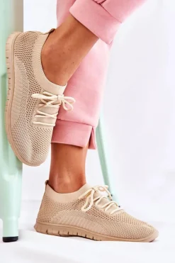 Best Boto Damskie Wsuwane Sportowe Buty Beżowe Sequro