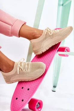 Best Boto Damskie Wsuwane Sportowe Buty Beżowe Sequro