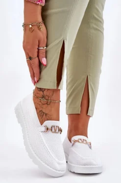 Boto Trampki Damskie Slip-On|Trampki Damskie Niskie*Damskie Wsuwane Tenisówki Slip-On Z Ozdobą Białe Alena