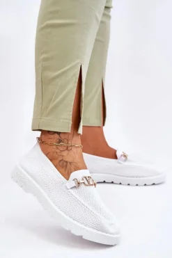 Boto Trampki Damskie Slip-On|Trampki Damskie Niskie*Damskie Wsuwane Tenisówki Slip-On Z Ozdobą Białe Alena