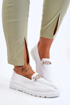 Boto Trampki Damskie Slip-On|Trampki Damskie Niskie*Damskie Wsuwane Tenisówki Slip-On Z Ozdobą Białe Alena