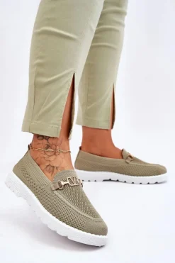 Boto Trampki Damskie Slip-On|Trampki Damskie Niskie*Damskie Wsuwane Tenisówki Slip-On Z Ozdobą Zielone Alena