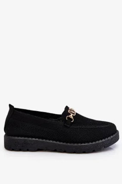 Outlet Boto Damskie Wsuwane Tenisówki Slip-On Z Ozdobą Czarne Alena