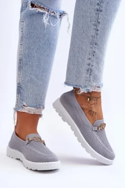 Boto Trampki Damskie Slip-On|Trampki Damskie Niskie*Damskie Wsuwane Tenisówki Slip-On Z Ozdobą Szare Alena