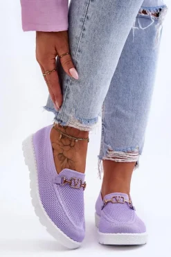 Discount Boto Damskie Wsuwane Tenisówki Slip-On Z Ozdobą Fioletowe Alena
