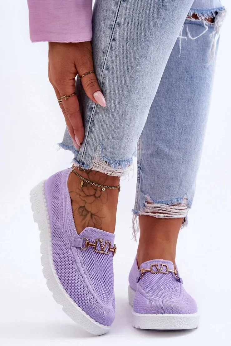 Discount Boto Damskie Wsuwane Tenisówki Slip-On Z Ozdobą Fioletowe Alena