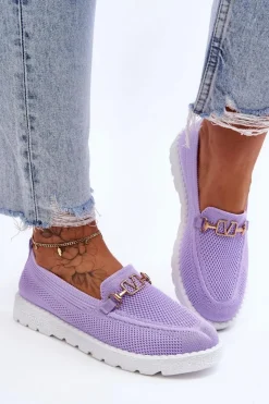 Discount Boto Damskie Wsuwane Tenisówki Slip-On Z Ozdobą Fioletowe Alena