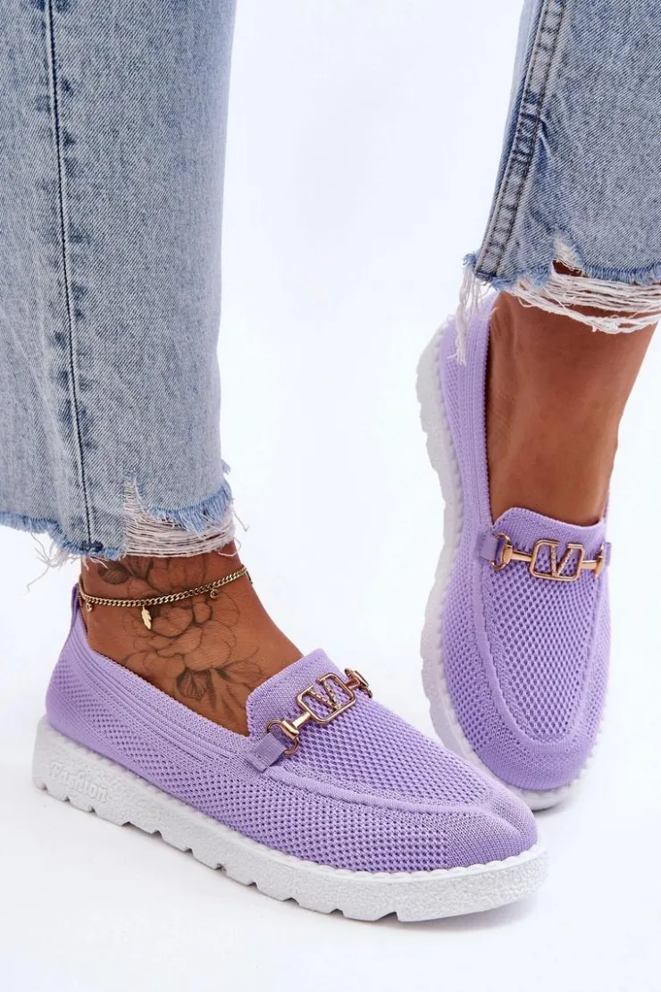 Discount Boto Damskie Wsuwane Tenisówki Slip-On Z Ozdobą Fioletowe Alena