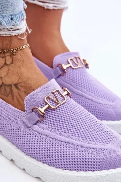 Discount Boto Damskie Wsuwane Tenisówki Slip-On Z Ozdobą Fioletowe Alena