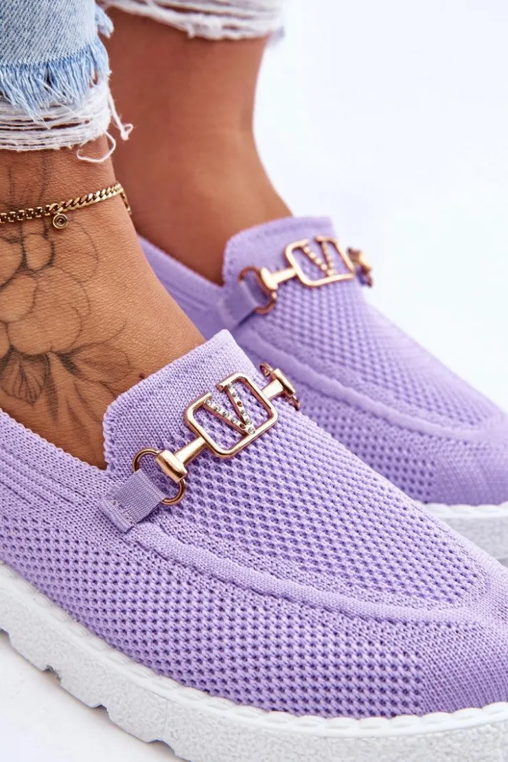 Discount Boto Damskie Wsuwane Tenisówki Slip-On Z Ozdobą Fioletowe Alena