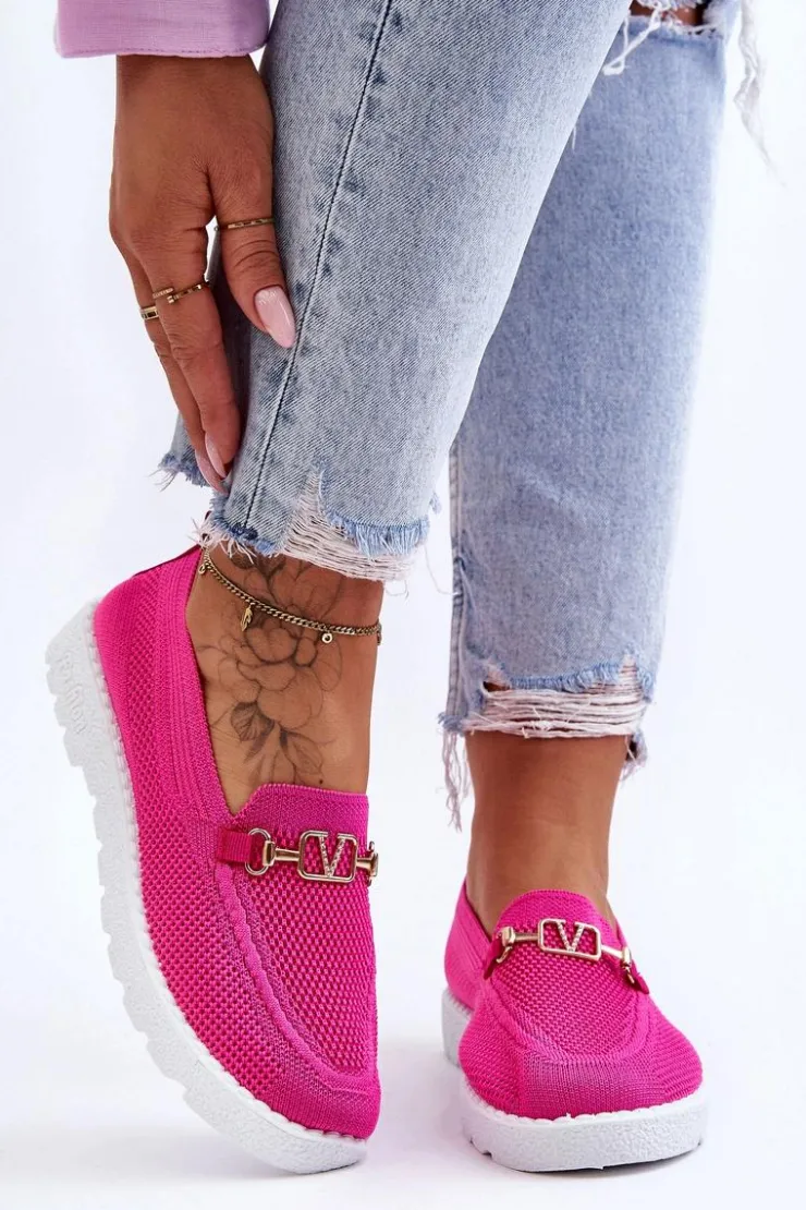 Damskie Boto Damskie Wsuwane Tenisówki Slip-On Z Ozdobą Fuksja Alena