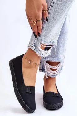 Big Star Shoes Trampki Damskie Slip-On|Trampki Damskie Big Star*Damskie Wsuwane Tenisówki Big Star LL274200 Czarne