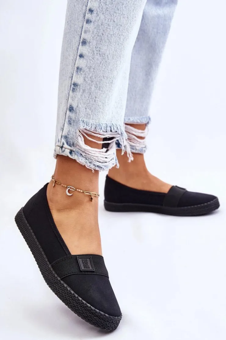 Big Star Shoes Trampki Damskie Slip-On|Trampki Damskie Big Star*Damskie Wsuwane Tenisówki Big Star LL274200 Czarne