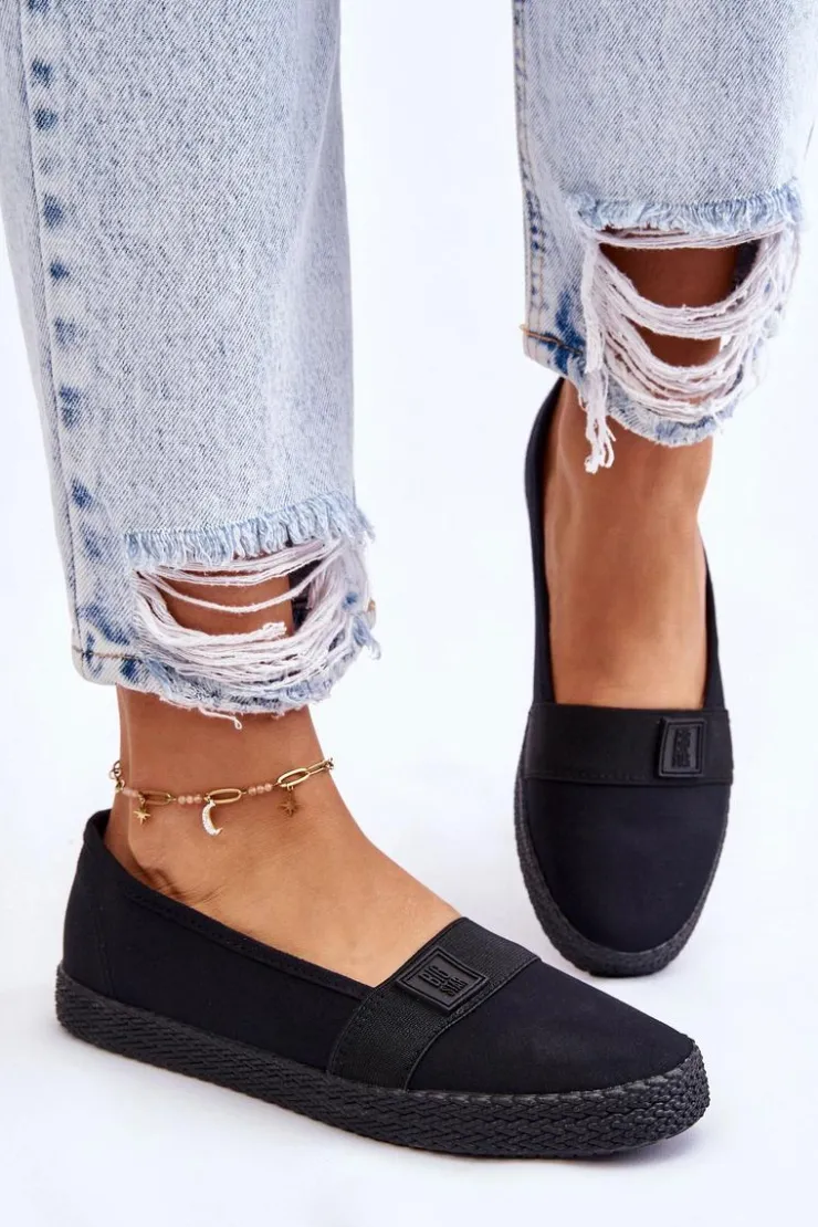 Big Star Shoes Trampki Damskie Slip-On|Trampki Damskie Big Star*Damskie Wsuwane Tenisówki Big Star LL274200 Czarne