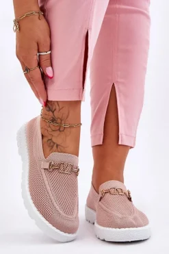 Damskie Boto Damskie Wsuwane Tenisówki Slip-On Z Ozdobą Różowe Alena