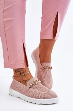 Damskie Boto Damskie Wsuwane Tenisówki Slip-On Z Ozdobą Różowe Alena