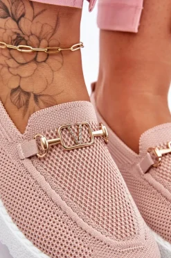 Damskie Boto Damskie Wsuwane Tenisówki Slip-On Z Ozdobą Różowe Alena