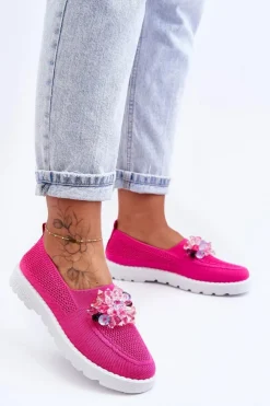 Damskie Boto Damskie Wsuwane Tenisówki Z Kamieniami Fuksja Simple