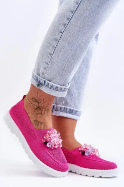 Damskie Boto Damskie Wsuwane Tenisówki Z Kamieniami Fuksja Simple