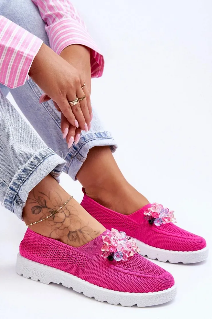 Damskie Boto Damskie Wsuwane Tenisówki Z Kamieniami Fuksja Simple