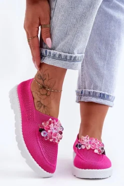 Damskie Boto Damskie Wsuwane Tenisówki Z Kamieniami Fuksja Simple