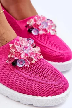 Damskie Boto Damskie Wsuwane Tenisówki Z Kamieniami Fuksja Simple
