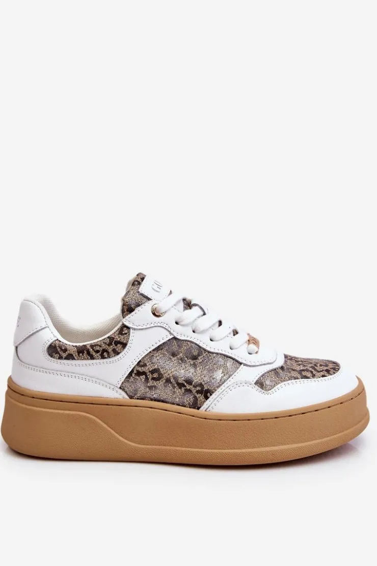Discount GOE Damskie Wygodne Buty Sportowe LL2N4052 Biało-Beżowe