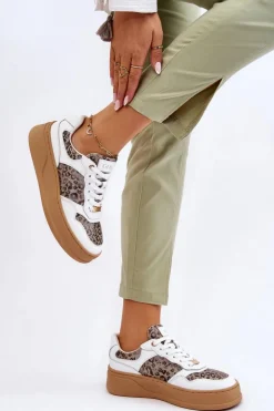 Discount GOE Damskie Wygodne Buty Sportowe LL2N4052 Biało-Beżowe