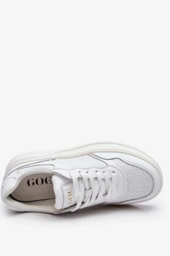 New GOE Damskie Wygodne Buty Sportowe LL2N4054 Biało-Beżowe