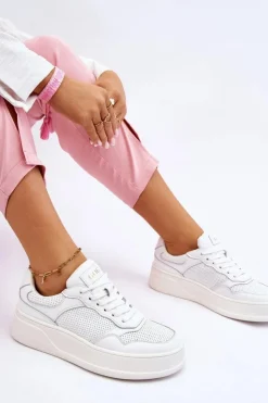 New GOE Damskie Wygodne Buty Sportowe LL2N4054 Biało-Beżowe