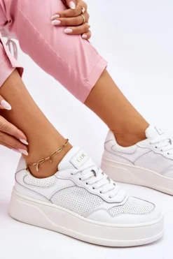 New GOE Damskie Wygodne Buty Sportowe LL2N4054 Biało-Beżowe