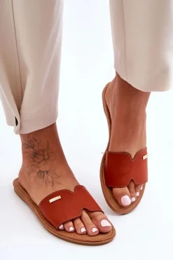 Boto Klapki Damskie Klasyczne*Damskie Wygodne Klapki Na Płaskim Obcasie Brązowe Coraline