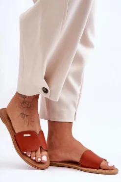 Boto Klapki Damskie Klasyczne*Damskie Wygodne Klapki Na Płaskim Obcasie Brązowe Coraline