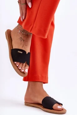 Damskie Boto Damskie Wygodne Klapki Na Płaskim Obcasie Czarne Coraline