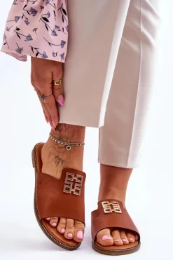 Boto Klapki Damskie Klasyczne*Damskie Wygodne Modne Klapki Z Ozdobą Camel Ayanna