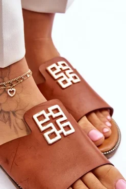 Boto Klapki Damskie Klasyczne*Damskie Wygodne Modne Klapki Z Ozdobą Camel Ayanna