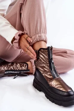 Buty damskie Vinceza Śniegowce Damskie*Damskie Wygodne Śniegowce Brązowo-Czarne Elodia