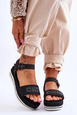 Online Big Star Shoes Damskie Wygodne Sandały Na Platformie Big Star LL274870 Czarne Czarny