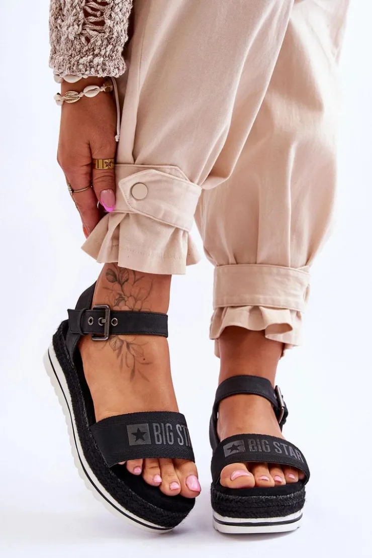 Online Big Star Shoes Damskie Wygodne Sandały Na Platformie Big Star LL274870 Czarne Czarny