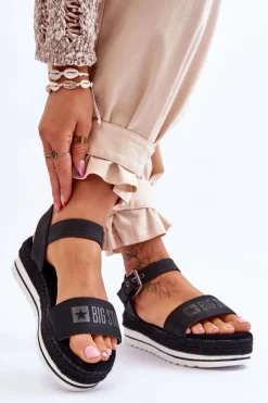 Online Big Star Shoes Damskie Wygodne Sandały Na Platformie Big Star LL274870 Czarne Czarny