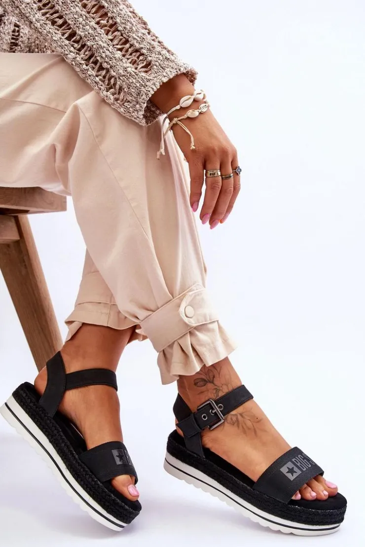 Online Big Star Shoes Damskie Wygodne Sandały Na Platformie Big Star LL274870 Czarne Czarny