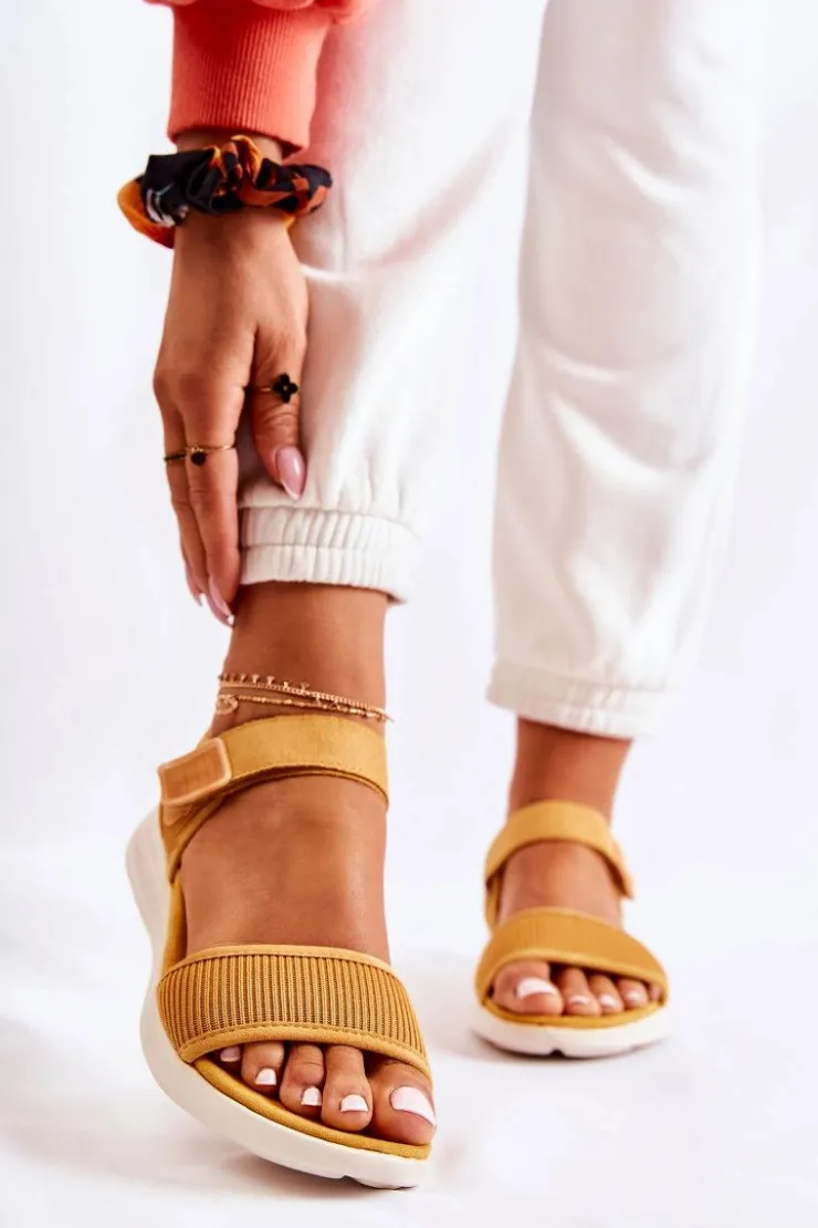 Damskie Evento Damskie Wygodne Sandały Na Rzep Żółte Sidney